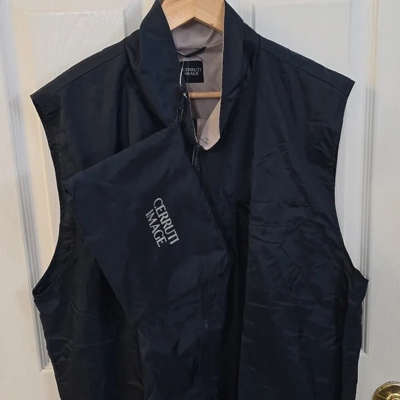 Vintage Cerruti Image Men's Full Zip Vest With Pouch Blue Drawstring Size Large* - Picture 5 of 17